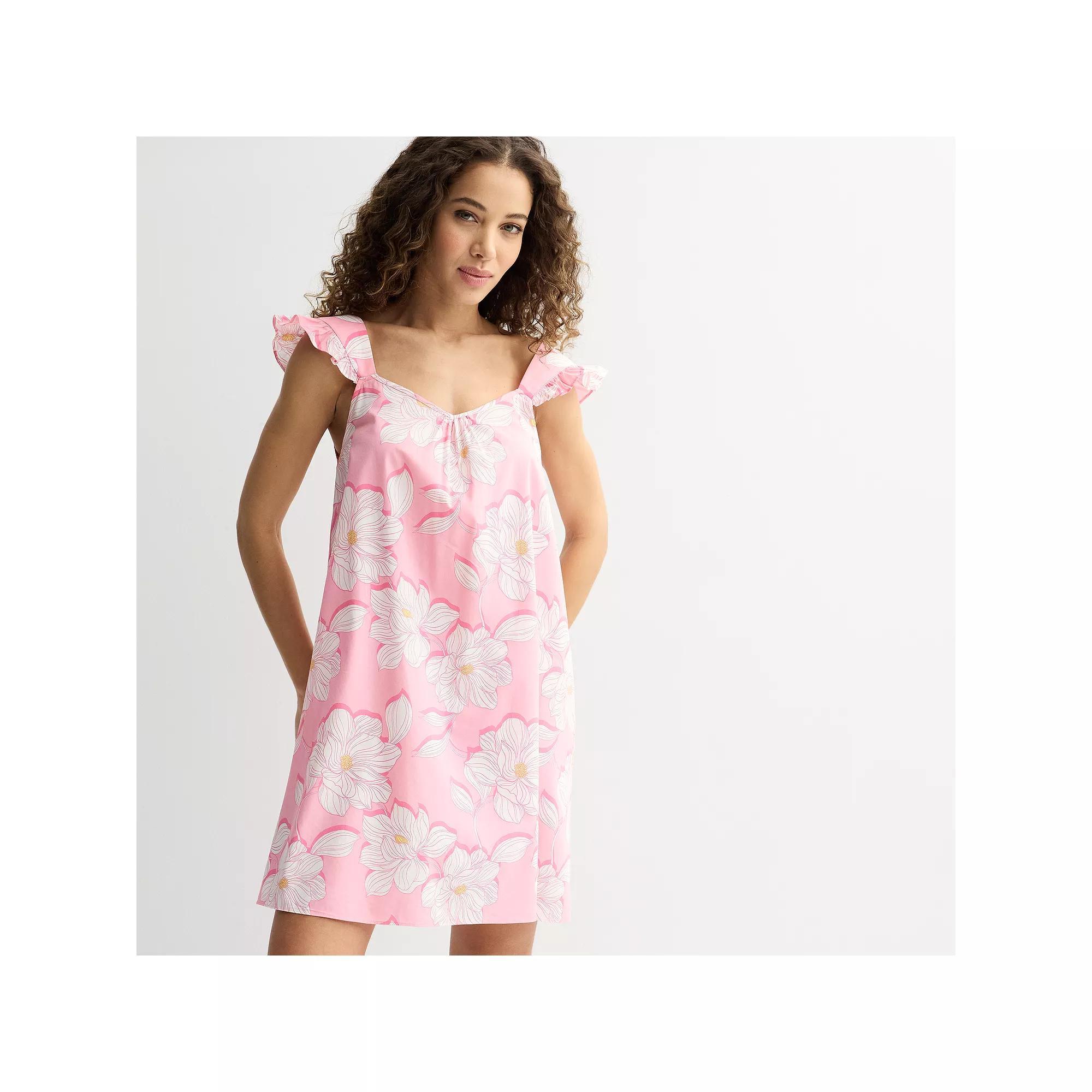 Women's Draper James Woven Chemise Nightgown, Size: Medium, Pink Magnolia Shadows Product Image