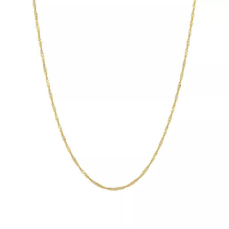 Everlasting Gold 10k Gold 1.35 mm Singapore Chain Necklace, Womens Product Image