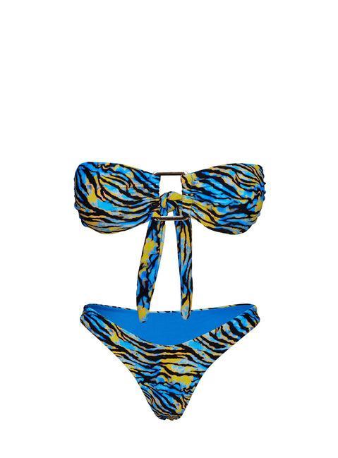 Calbira Strapless Bikini Top Blue Zebra Product Image
