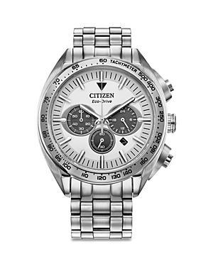Citizen Mens Eco-Drive Carson Stainless Steel Bracelet Chronograph Watch Blue Two Tone Product Image