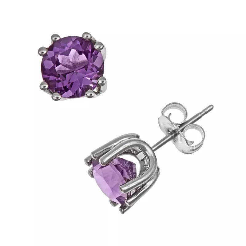 Celebration Gems Sterling Silver African Amethyst Stud Earrings, Women's, Purple Product Image