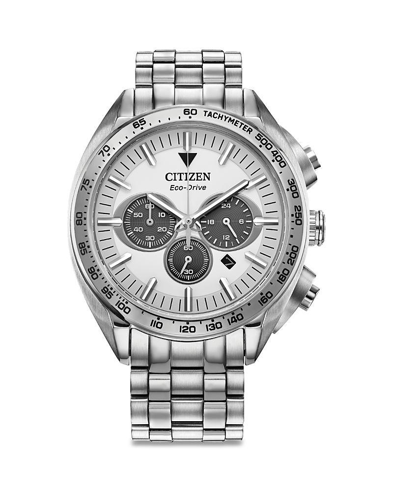 Citizen Mens Eco-Drive Carson Stainless Steel Bracelet Chronograph Watch Blue Two Tone Product Image
