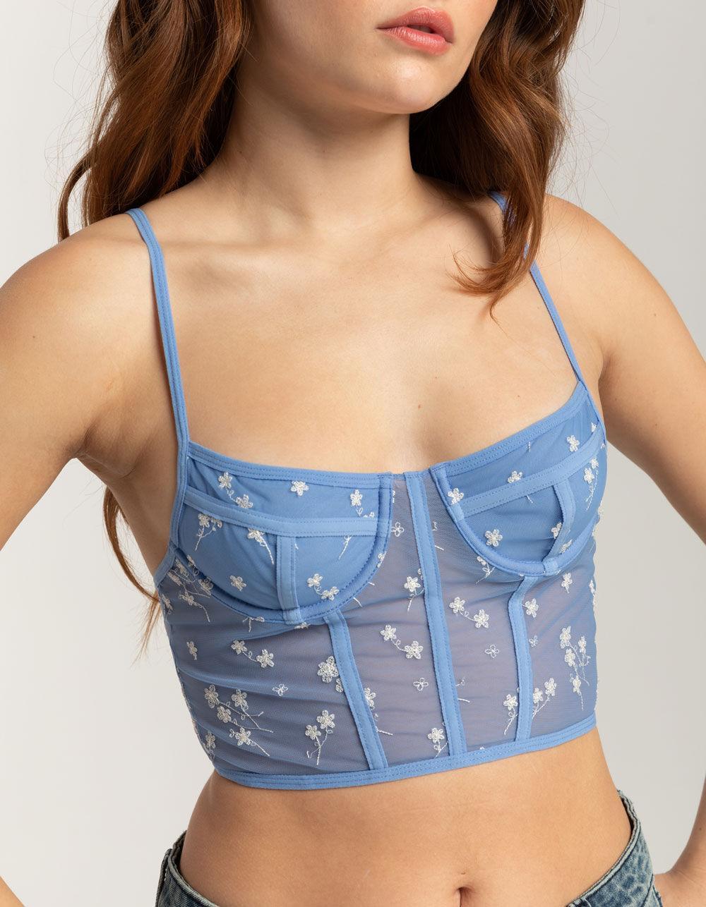 FULL TILT Floral Embroidered Womens Corset - PINK COMBO Product Image