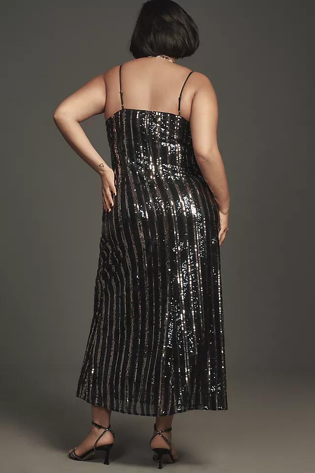 Maeve Sleeveless Sequin Stripe Midi Dress Product Image