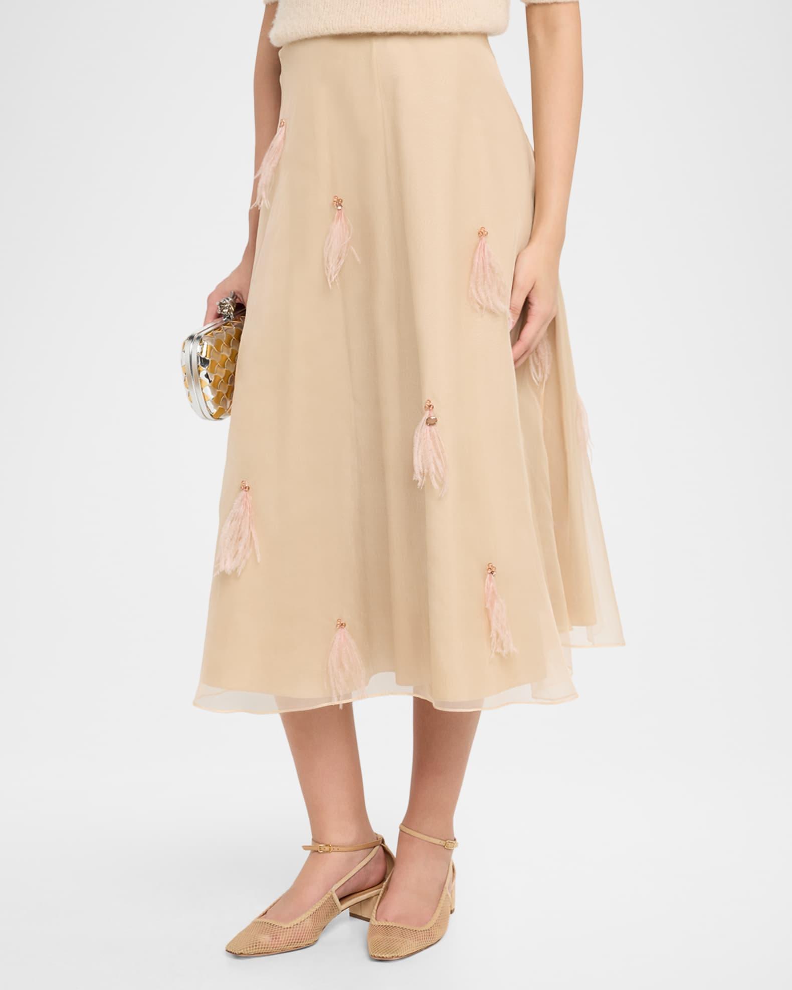 Sheer Volumes Beaded Organza Midi Skirt Product Image