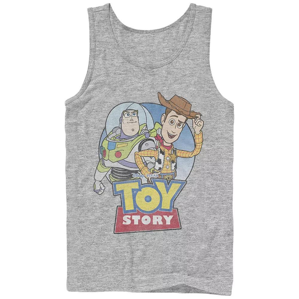 Disney / Pixar's Toy Story Woody And Buzz Poster Men's Graphic Tank Top, Size: Small, Athletic Grey Product Image