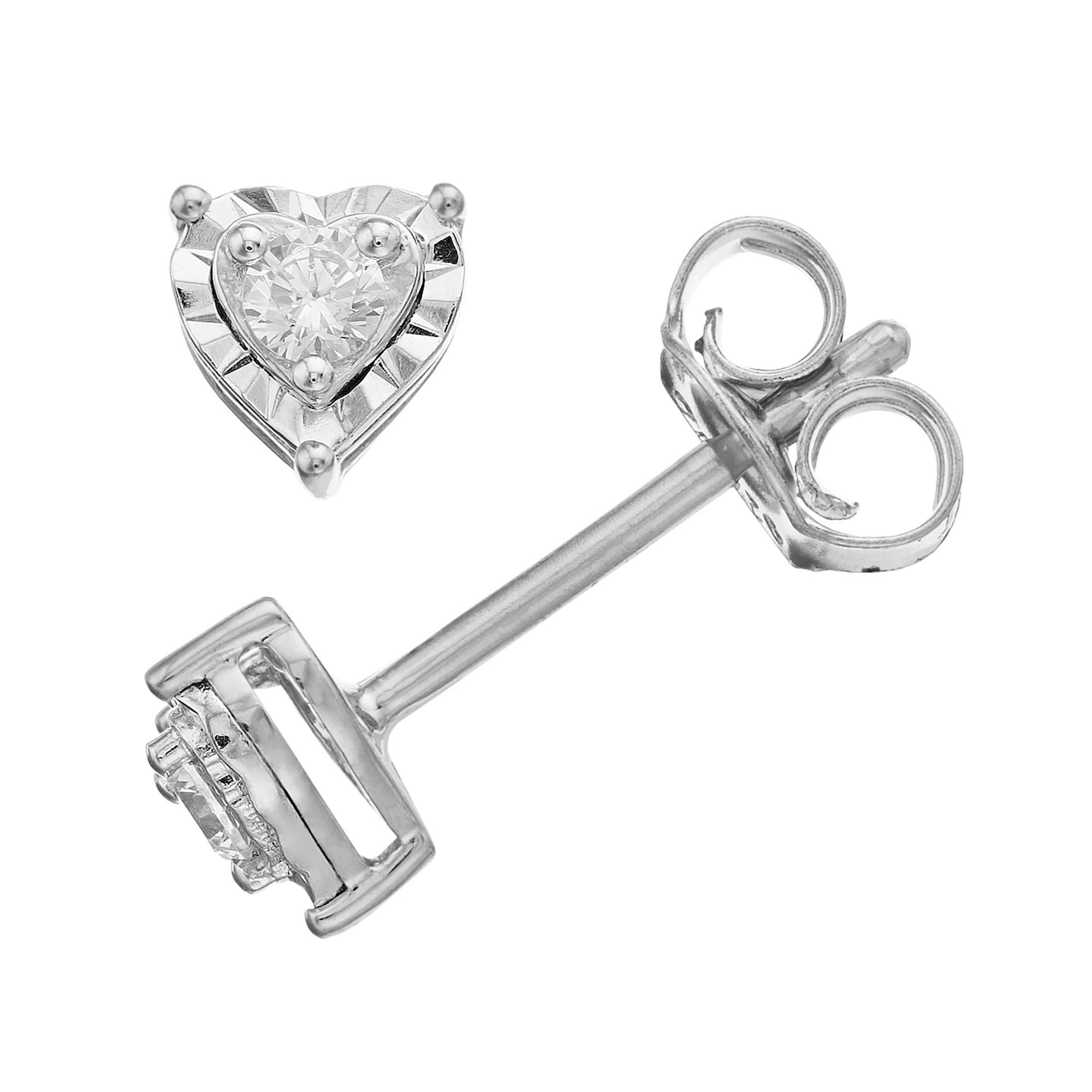Diamond Brilliance 1/10 Carat T.W. Lab-Grown Diamond Heart Stud Earrings, Women's, Silver Tone Product Image