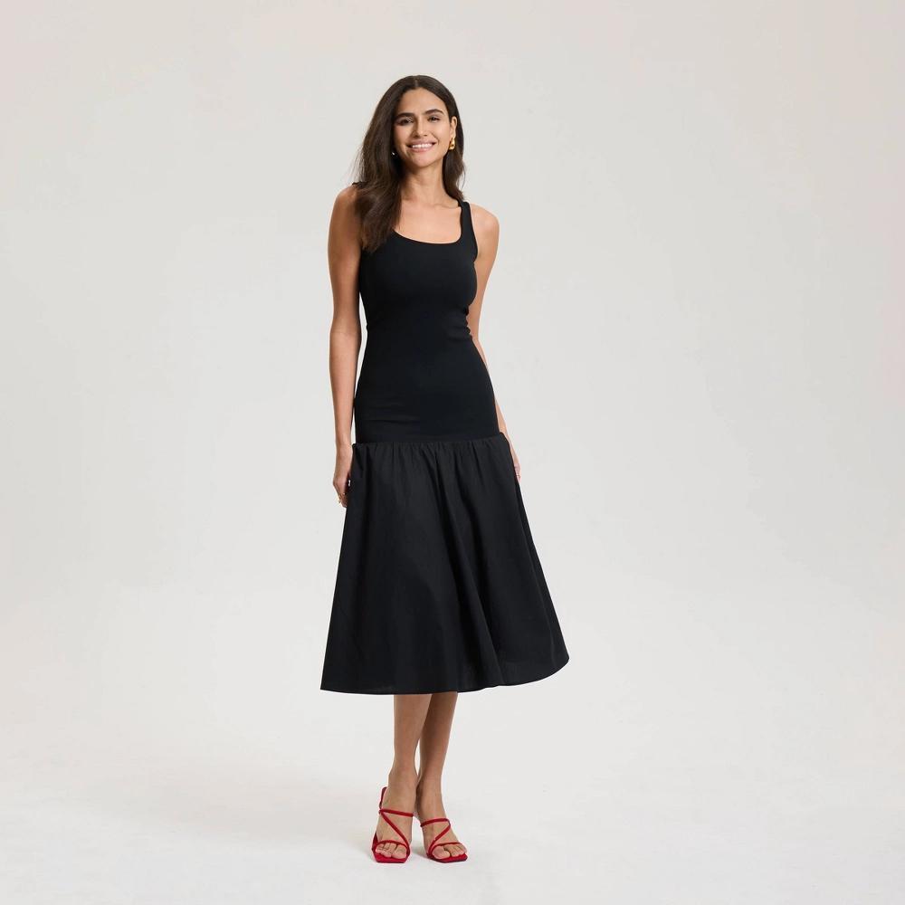 Women's Drop Waist Knit Maxi Dress - A New Day™ Black XL Product Image