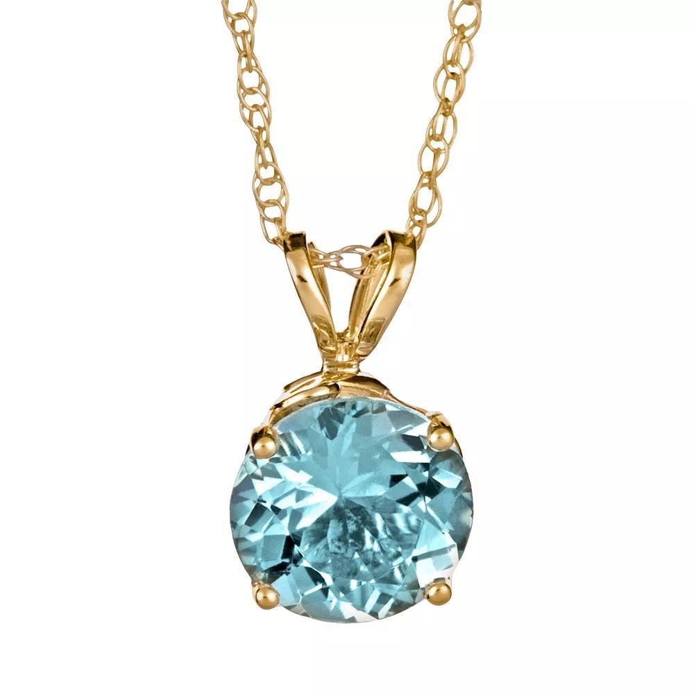 Celebration Gems 14k Gold Aquamarine Pendant, Women's, Size: 18", Blue Product Image