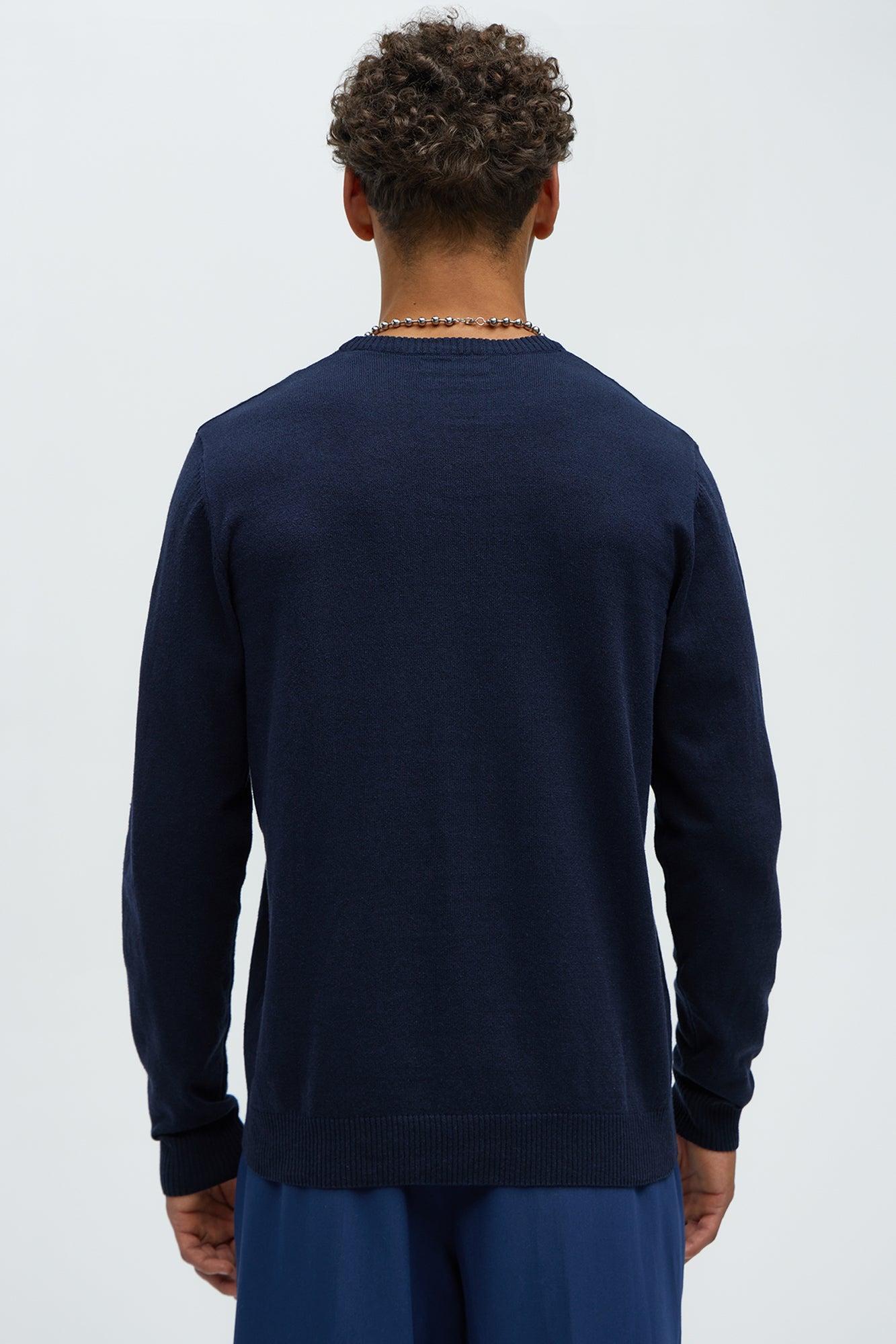 Cozy and Cool Crewneck Sweater - Navy Product Image