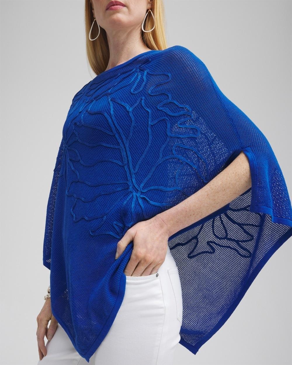 Embroidered Knit Triangle Poncho Product Image