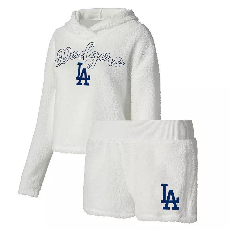 Womens Concepts Sport Cream Los Angeles Dodgers Fluffy Hoodie Top & Shorts Sleep Set Product Image