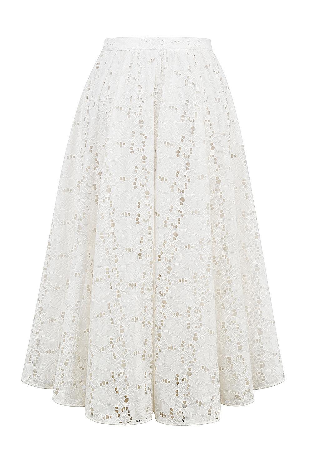 Francine  white broderie anglais midi skirt Product Image