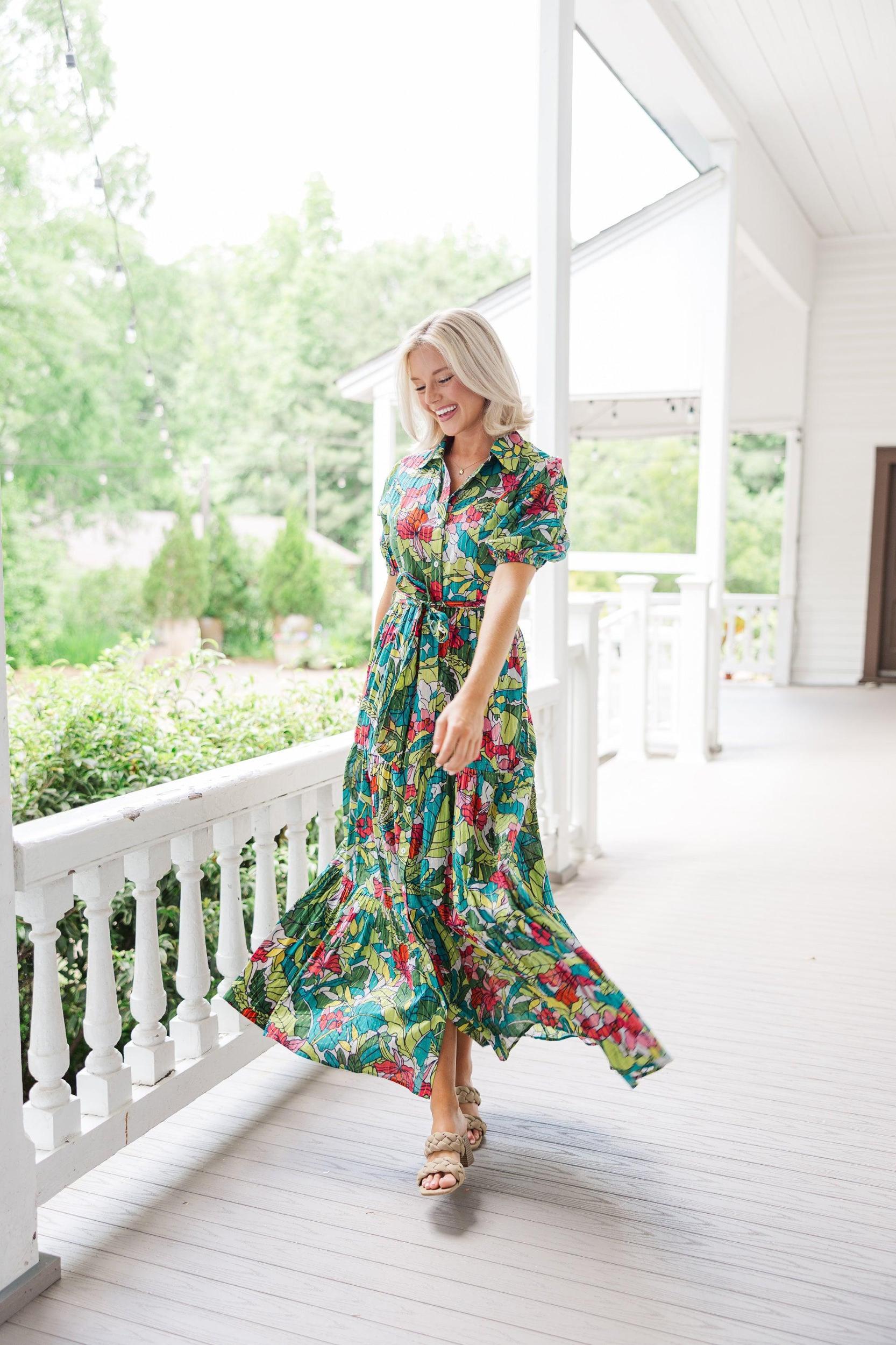 What Dreams Are Made Of Green Tropical Maxi Dress Female Product Image