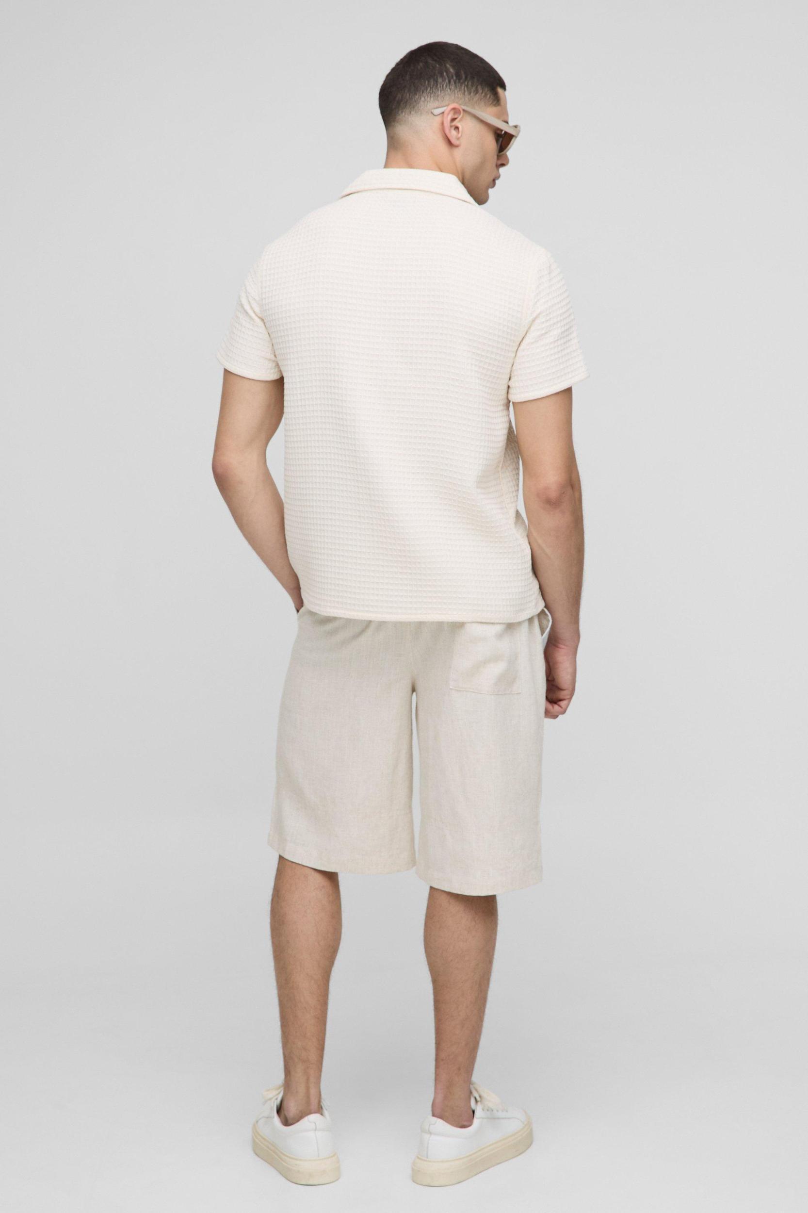 Regular Fit Waffle Rope Embroidered Shirt | boohooMAN USA Product Image