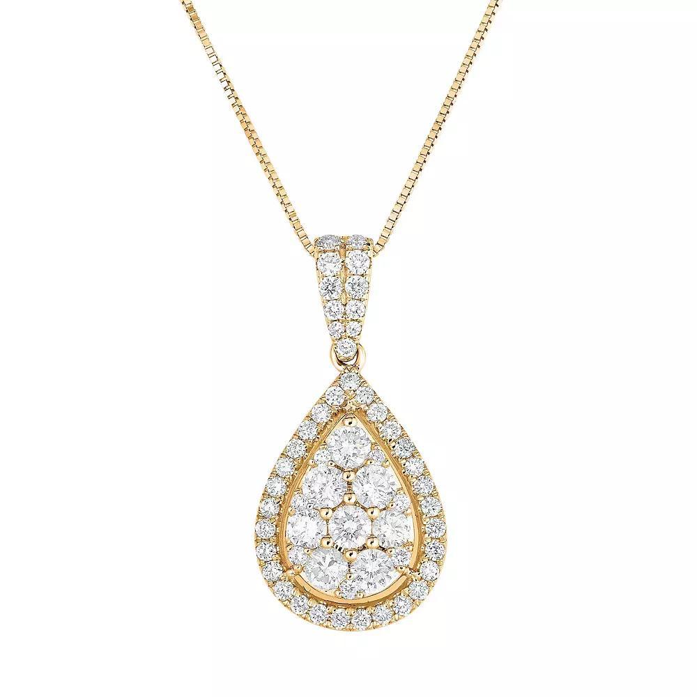 14k Gold 1 Carat T.W. Diamond Drop Pendant Necklace, Women's, Size: 18" Product Image