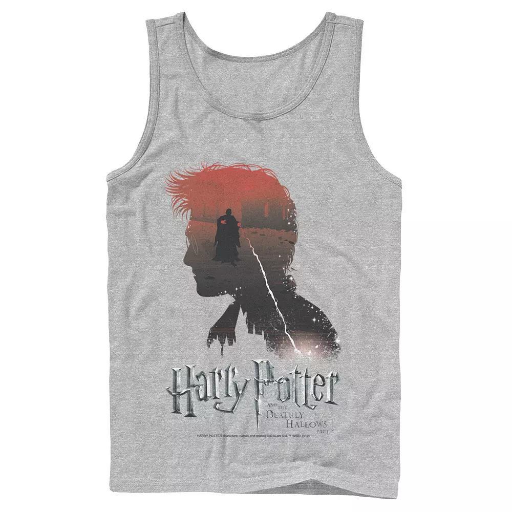 Men's Harry Potter Deathly Hallows Voldemort Silhouette Fill Tank Top, Size: Large, Athletic Grey Product Image