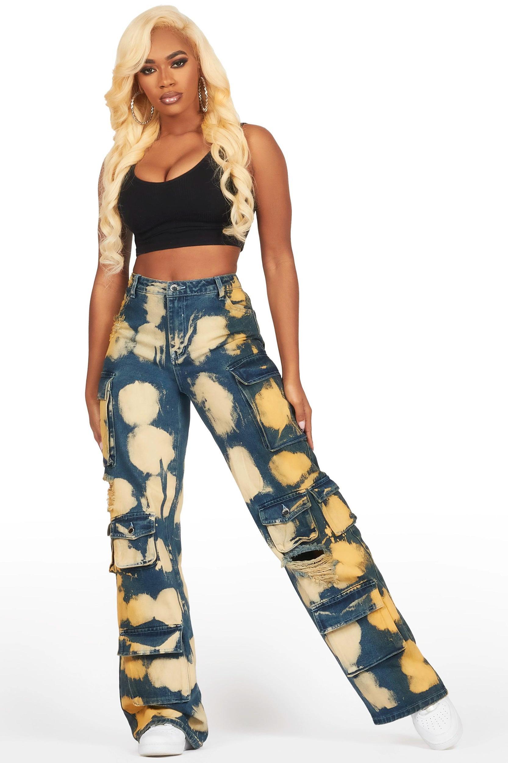 Jahmani Tinted Dirty Wash Wash Stretch Wide Leg Jean Female Product Image