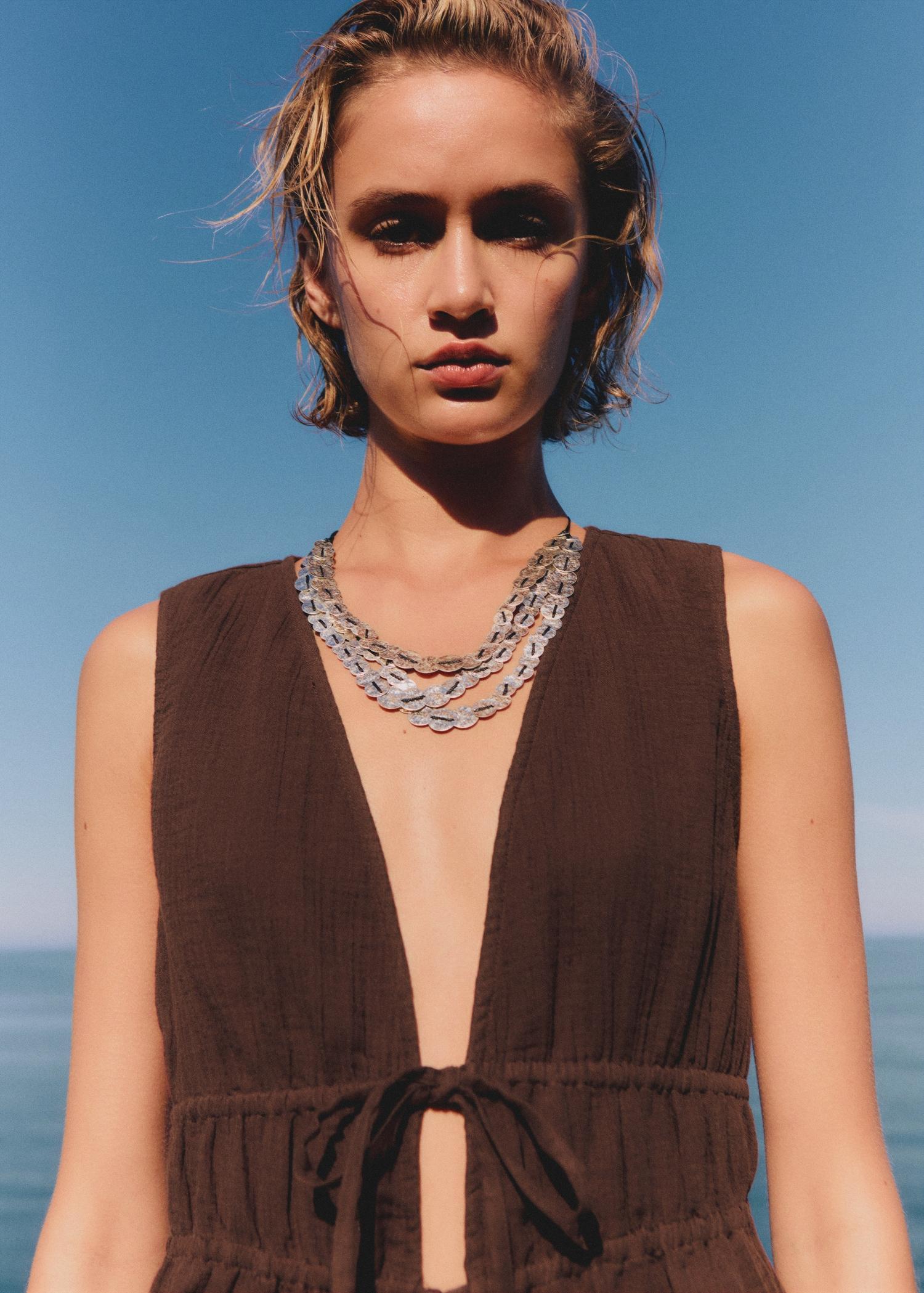 Ruffled top with bows - Women | MANGO USA Product Image