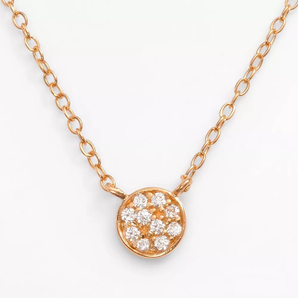 Sophie Miller 14k Gold Over Silver Cubic Zirconia Disc Link Necklace, Women's, Size: 18", White Product Image