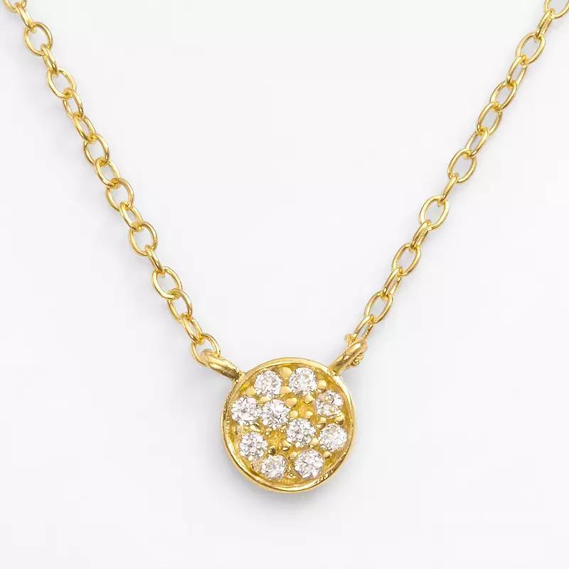 Sophie Miller 14k Gold Over Silver Cubic Zirconia Disc Link Necklace, Women's, Size: 18", White Product Image