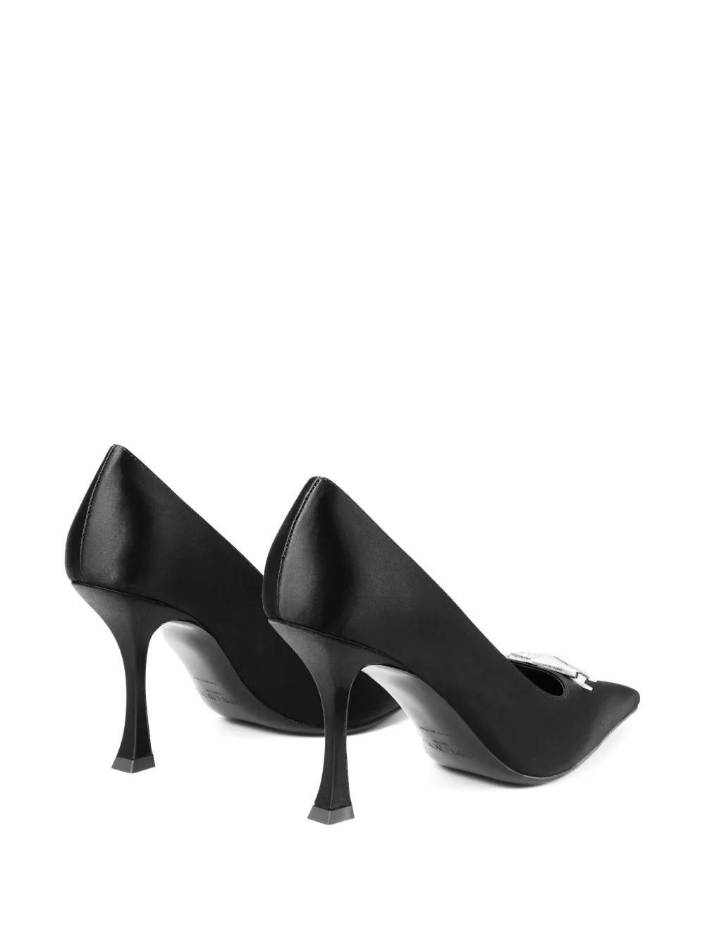 JIMMY CHOO Ryker 90 Embellished Satin Pumps In Black Product Image
