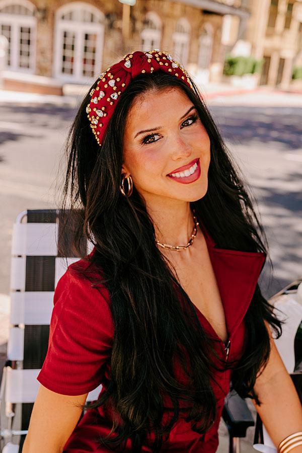 Effortless Radiance Embellished Headband In Wine Product Image