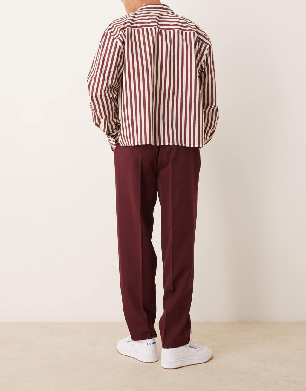 ASOS DESIGN smart oversized tapered pants in burgundy Product Image