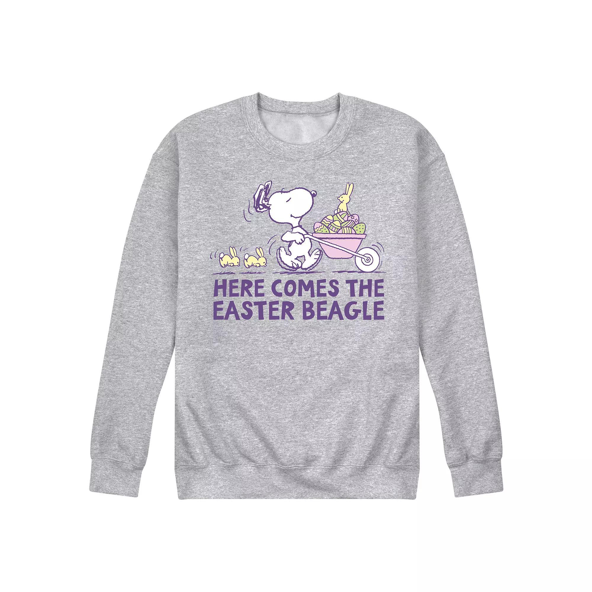 Mens Peanuts Easter Bunny Helper Fleece Sweatshirt Grey Gray Product Image