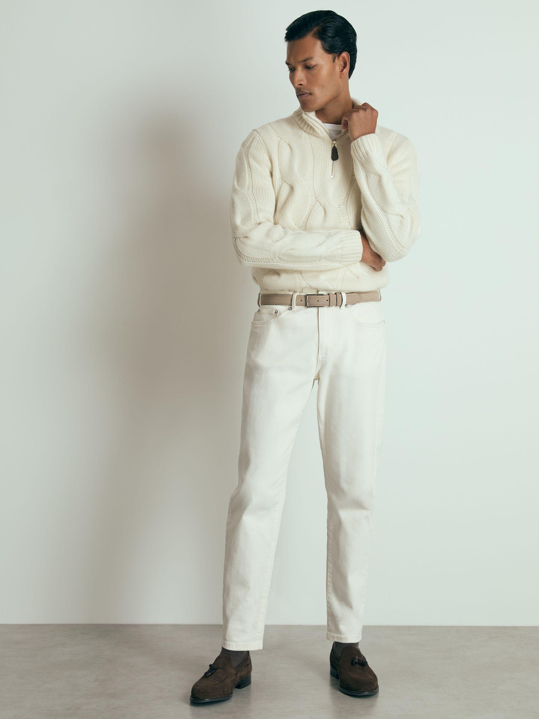 Atelier Cabled-Cashmere Jumper in White Product Image