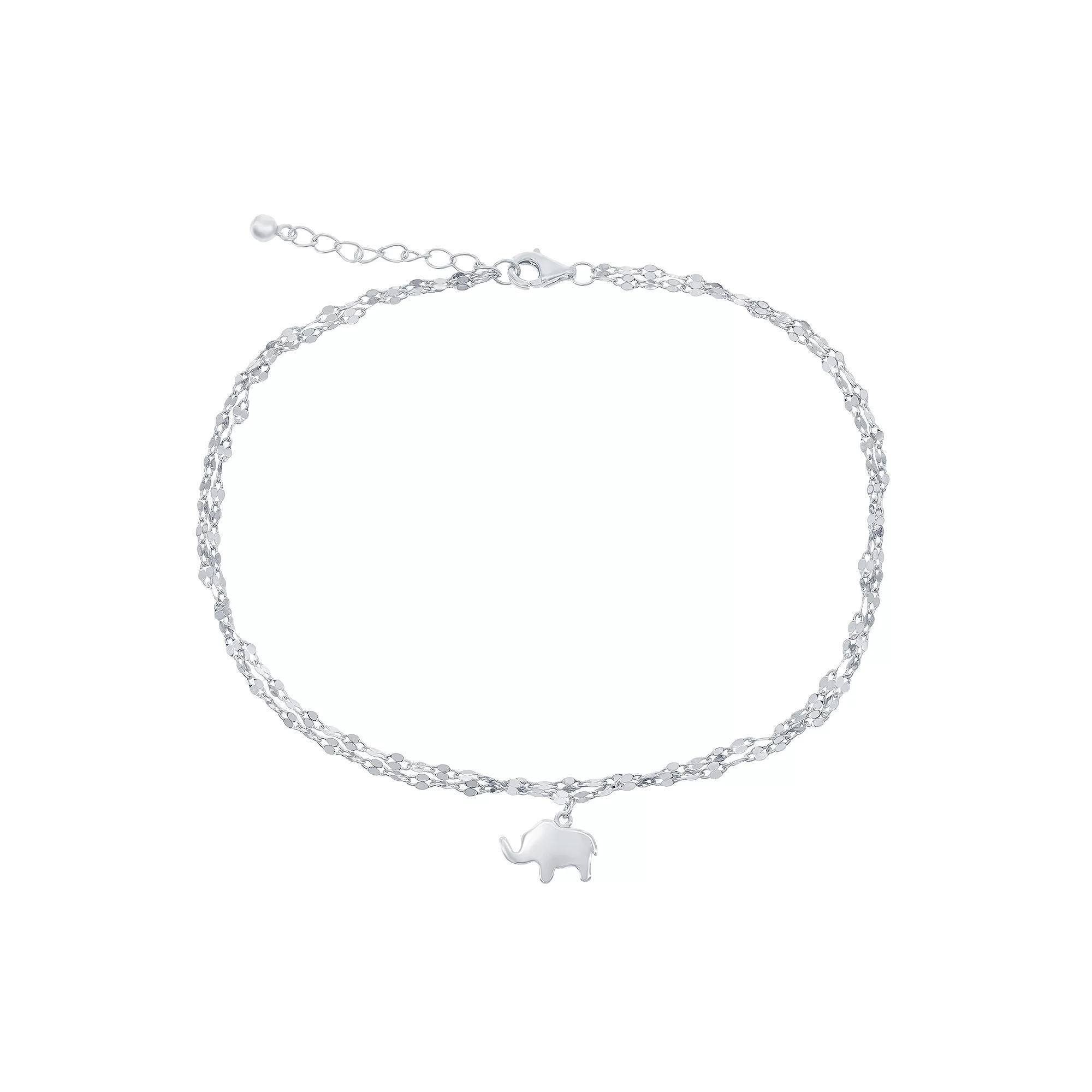 Mirror Chain Elephant Charm Anklet, Women's, Size: 9-10" ADJ, Gold Tone Product Image