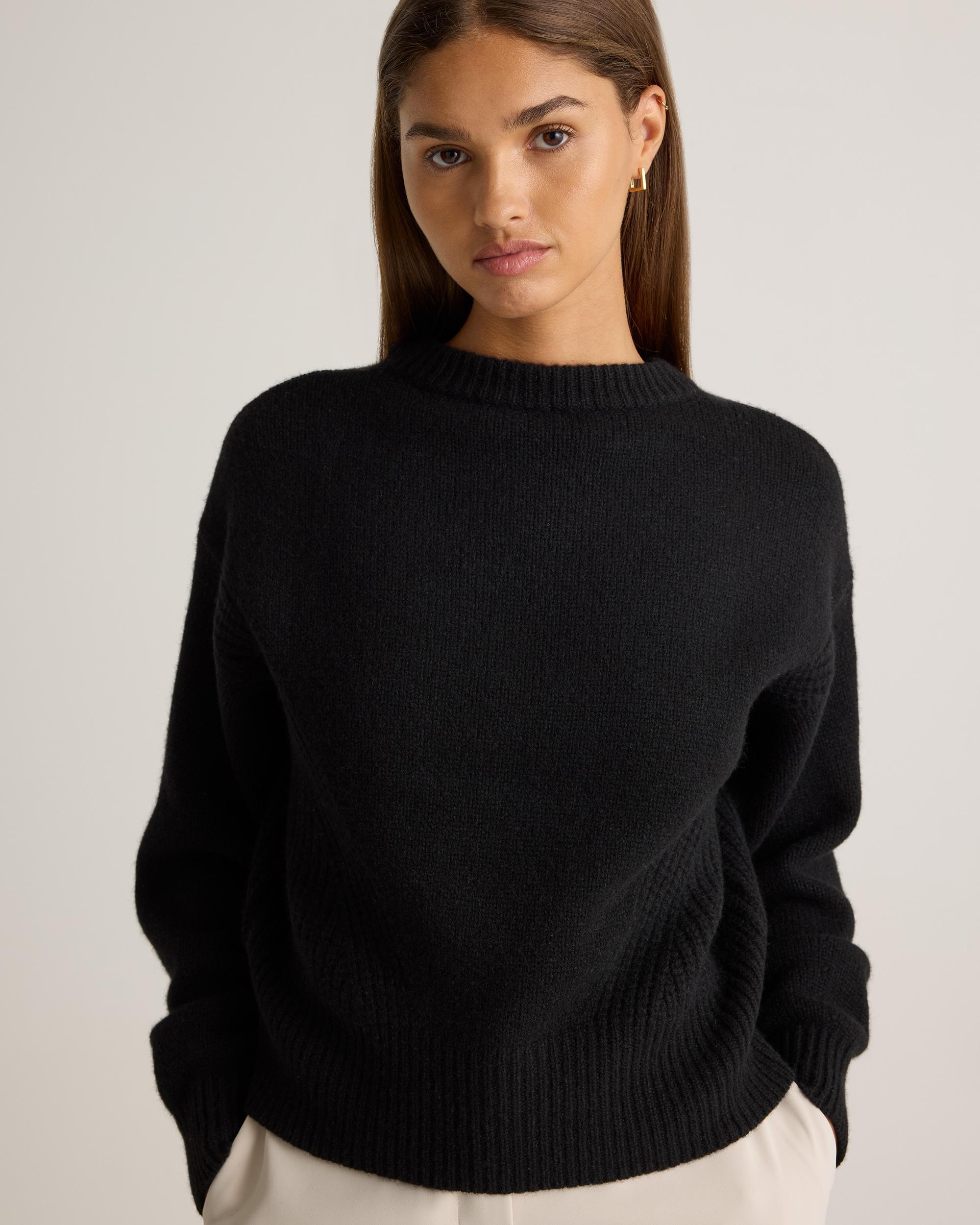 Quince | Women's 100% Yak Wool Pointelle Detail Relaxed Crew Neck Alpaca Sweater Size XL Product Image