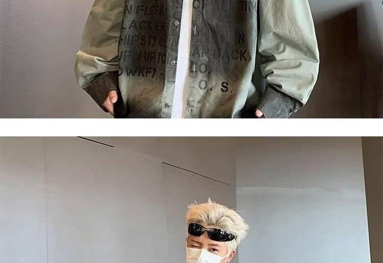 Long-Sleeve Lettering Oversized Shacket Product Image