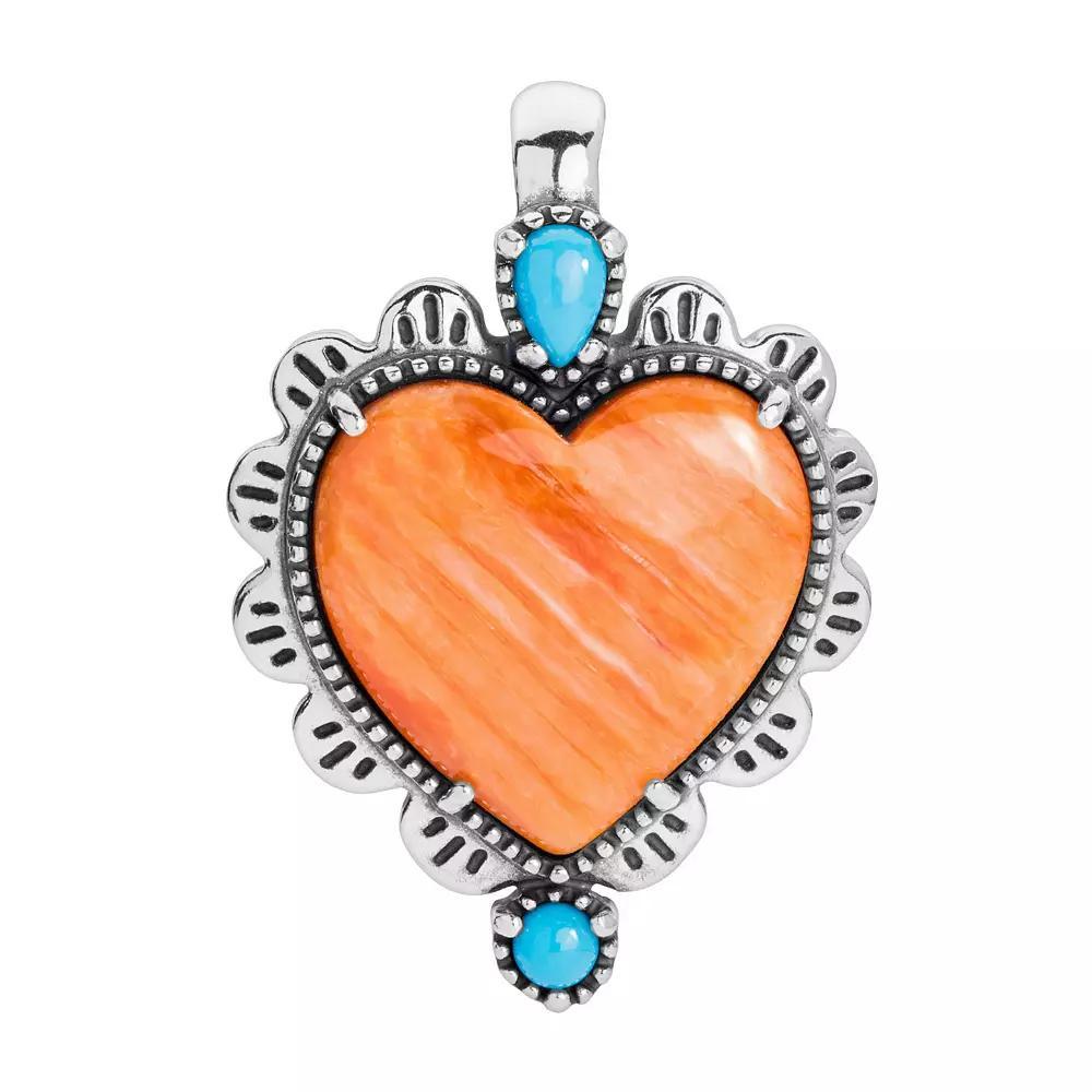 Southwest Spirit® Sterling Silver Multi Gemstone Heart Pendant, Women's Product Image