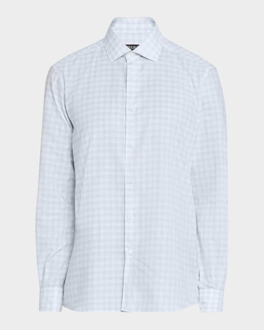 Mens Cotton Twill Check Sport Shirt Product Image