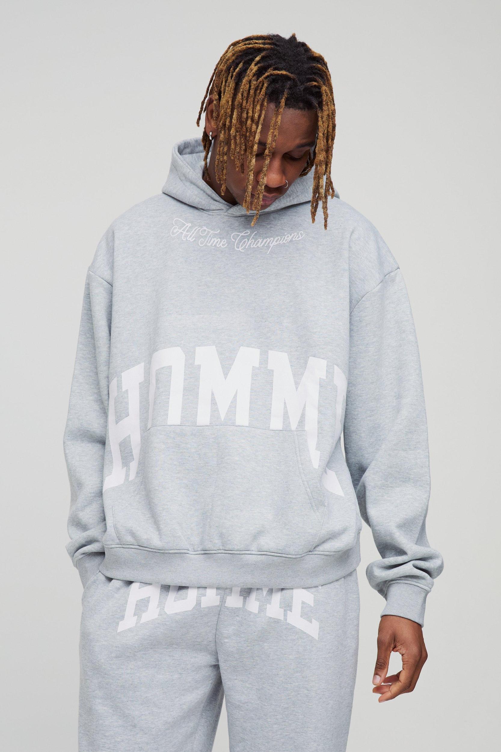 Tall Oversized Boxy Split Hem Homme Tracksuit | boohooMAN USA Product Image