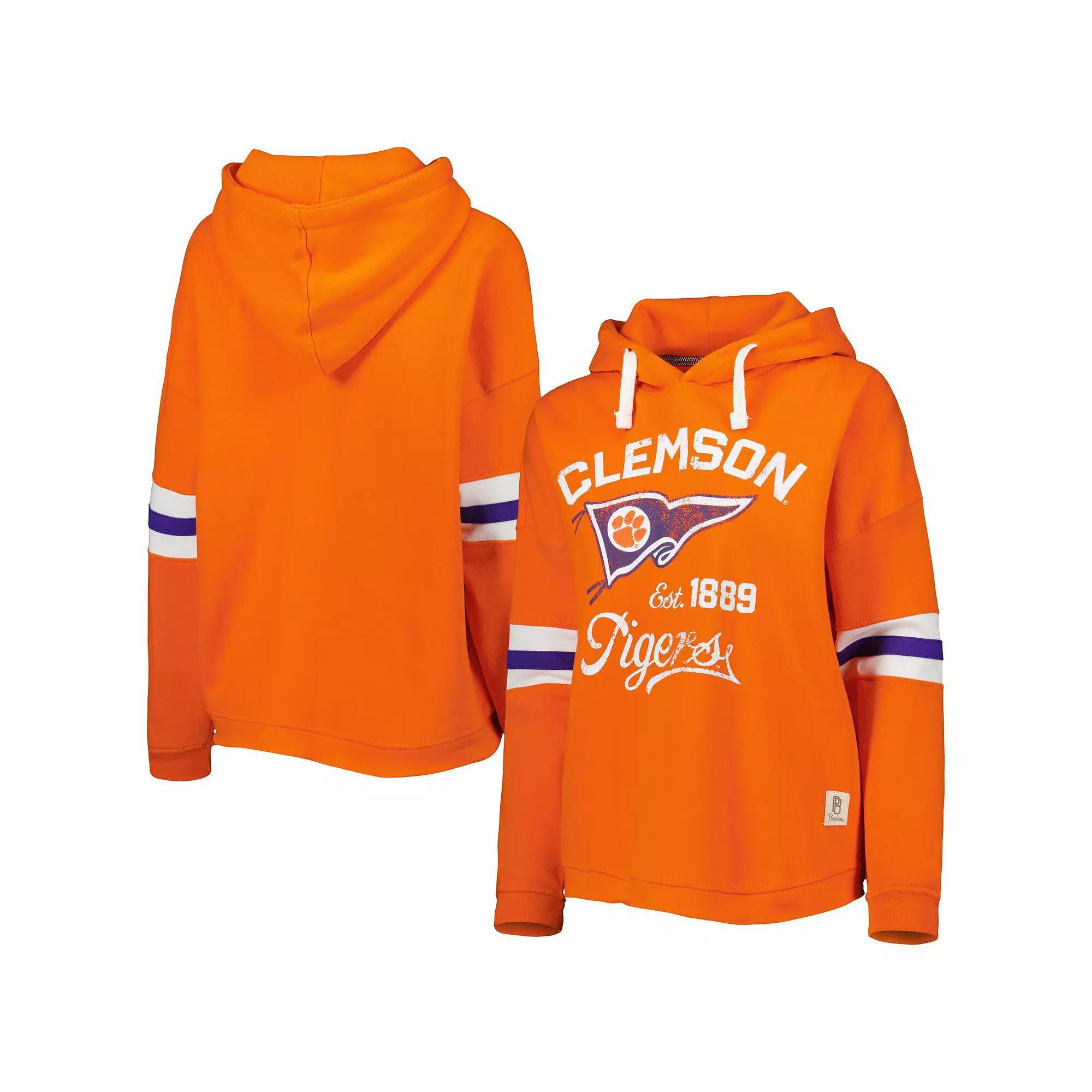 Women's Pressbox Orange Clemson Tigers Super Pennant Pullover Hoodie, Size: Medium Product Image