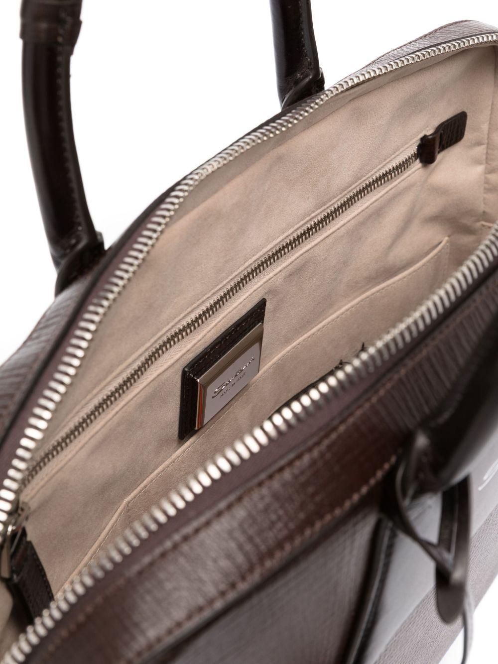 embossed-logo leather briefcase Product Image