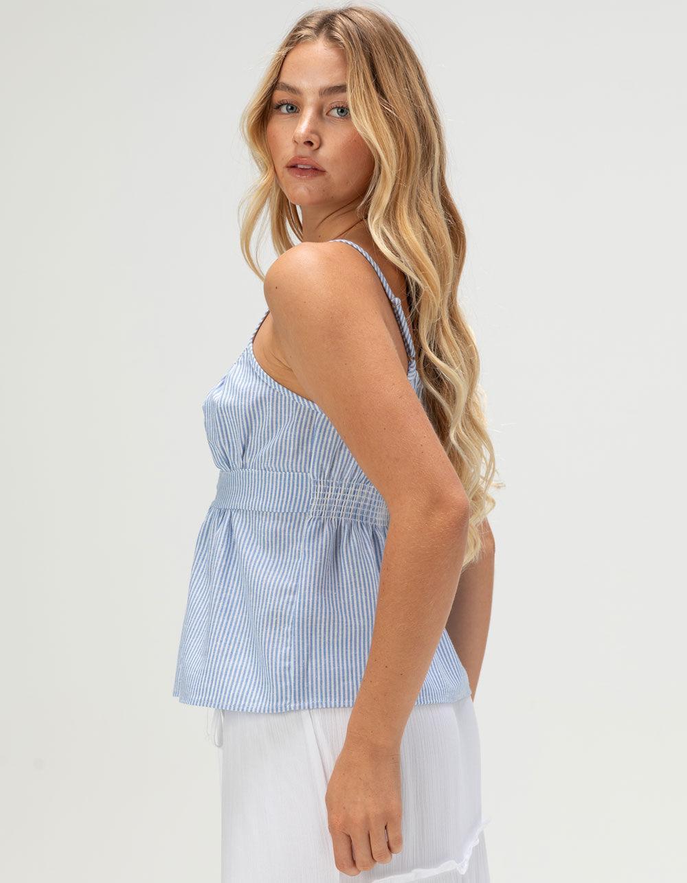 RSQ Womens Stripe Babydoll Top - BLUE Product Image