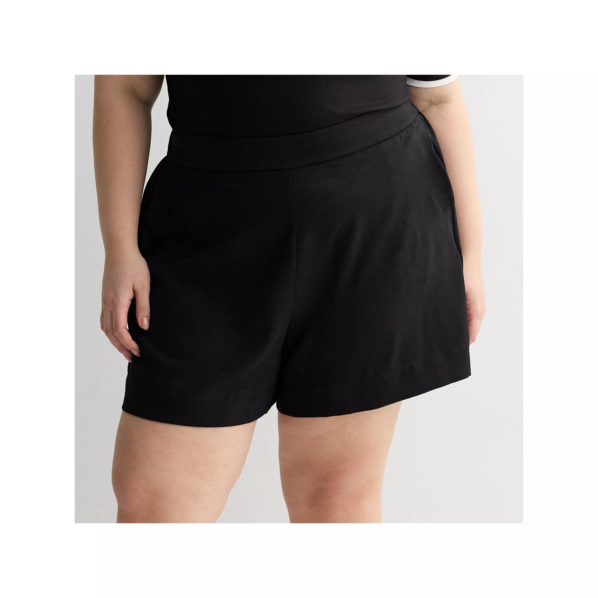 Plus Size Nine West Pull-On Easy Shorts, Women's, Size: 4XL, Mineral Black Product Image