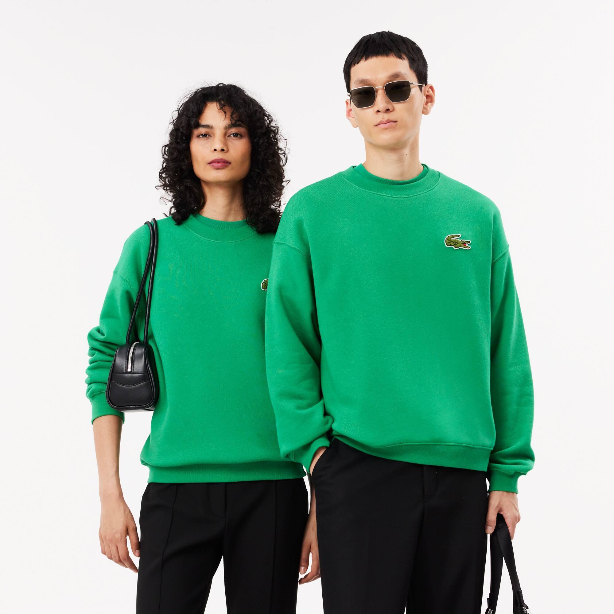 Loose Fit Badge Accent Fleece Sweatshirt Product Image