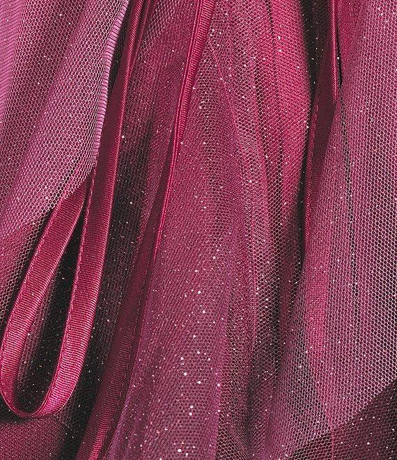 Pear Culture Plus Glitter Ombre Corkscrew Tulle Long Dress Product Image