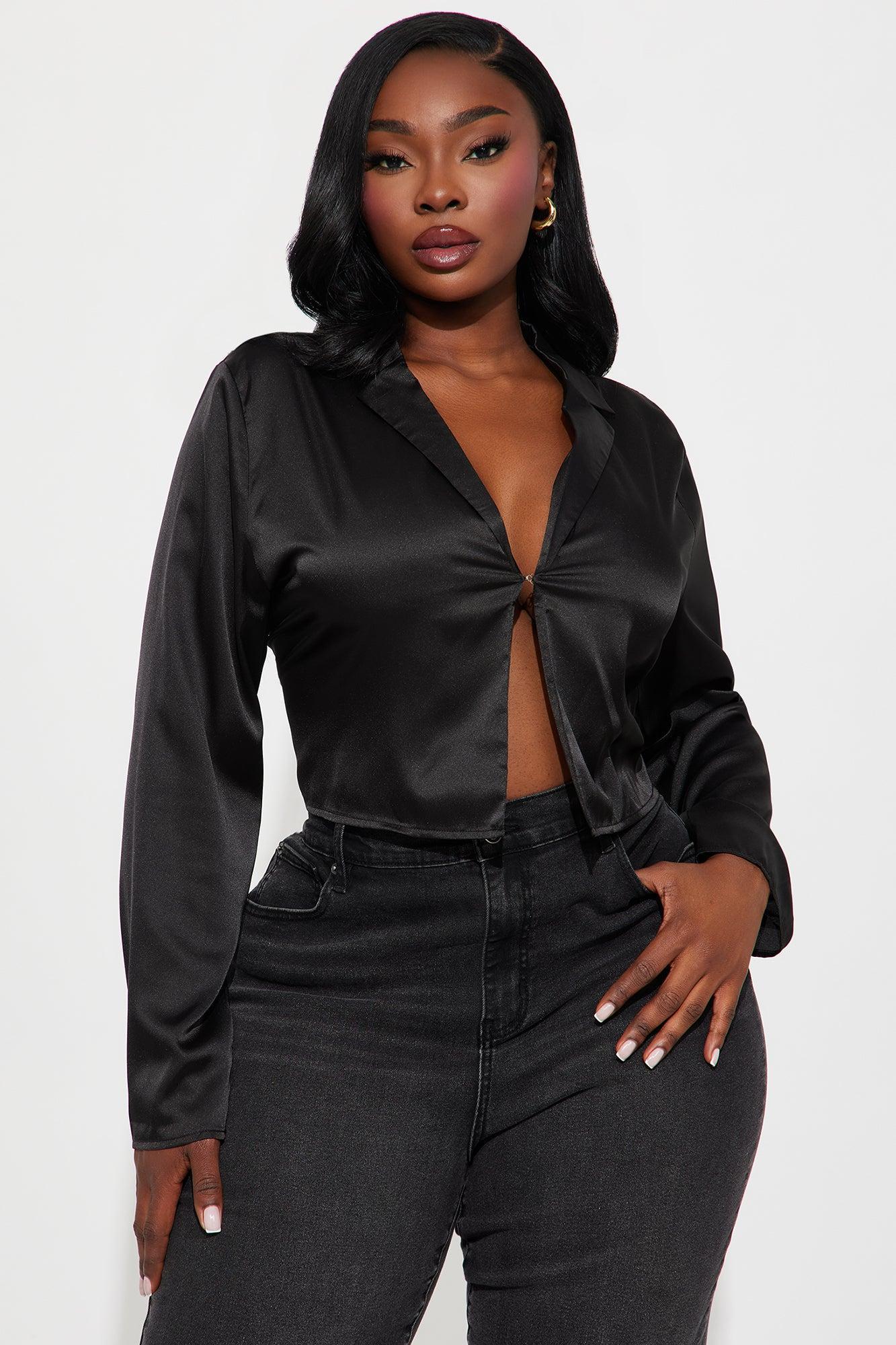 Forever Loving Satin Shirt - Black Product Image