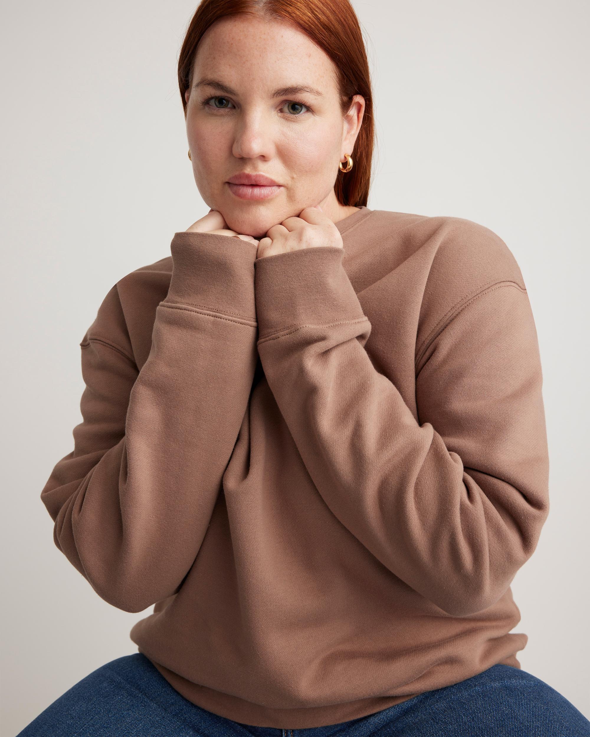 Quince | Women's Organic Heavyweight Fleece Boyfriend Crew Neck Alpaca Sweater Organic Cotton Product Image