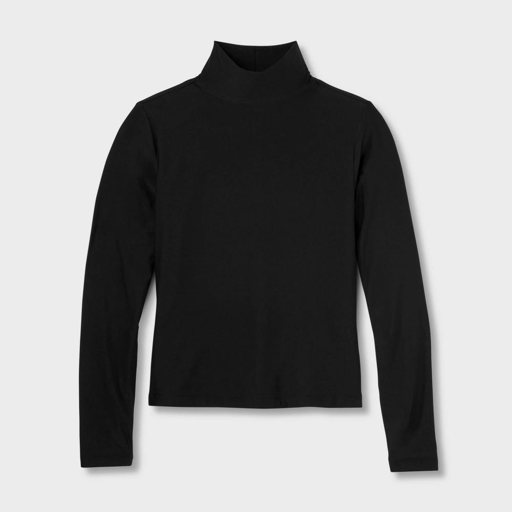 Womens Long Sleeve Mock Turtleneck Shirt - Wild Fable Black XXS Product Image