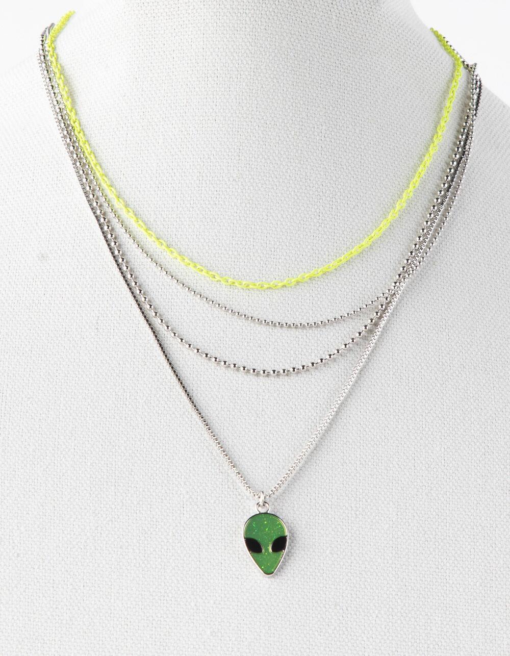 FULL TILT Colored Chain Alien Necklace - SILVER Product Image