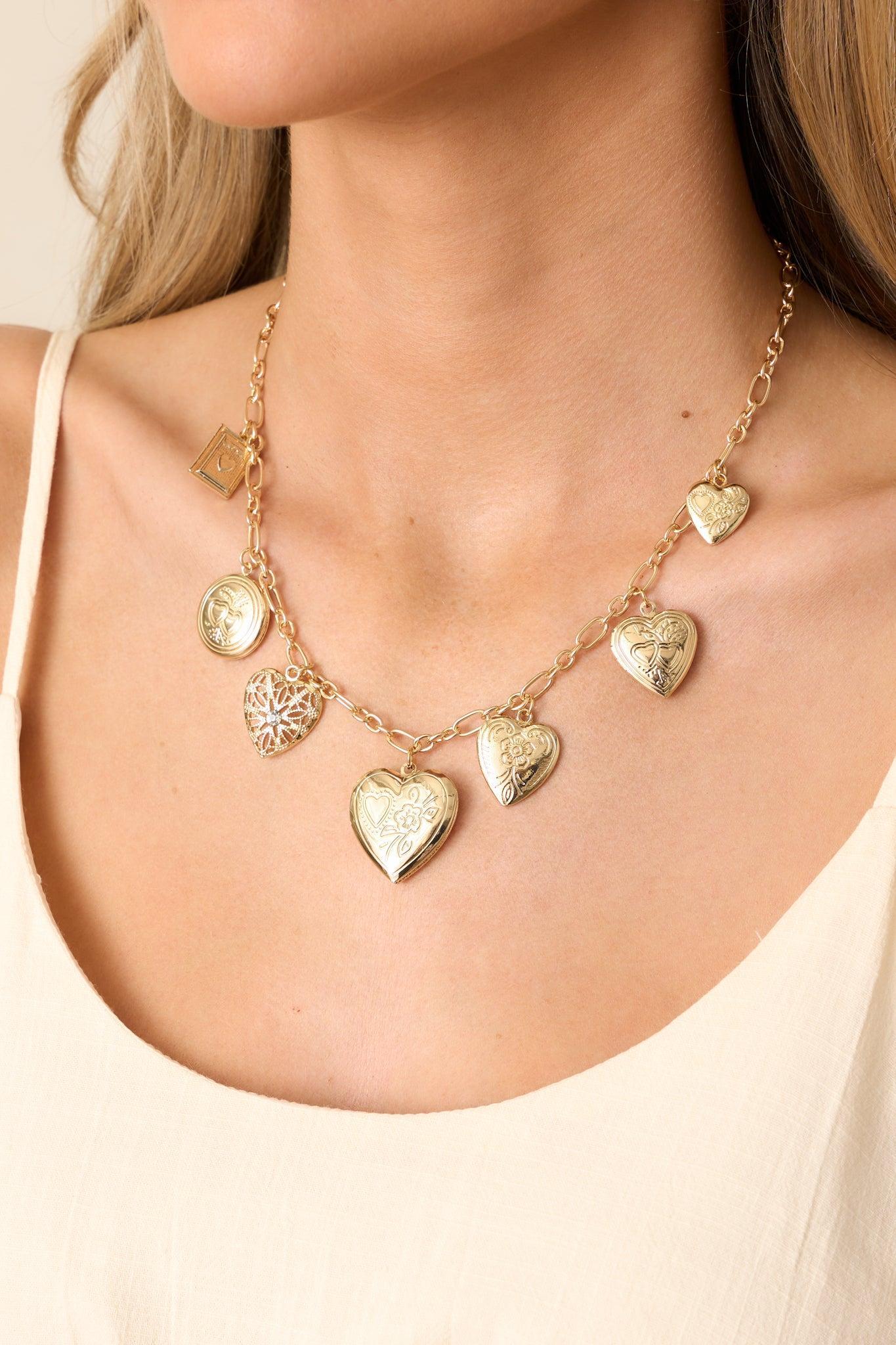 Find Your Happy Place Gold Locket Charm Necklace Product Image