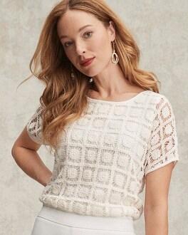 Crochet Trim Banded Hem Tee Product Image
