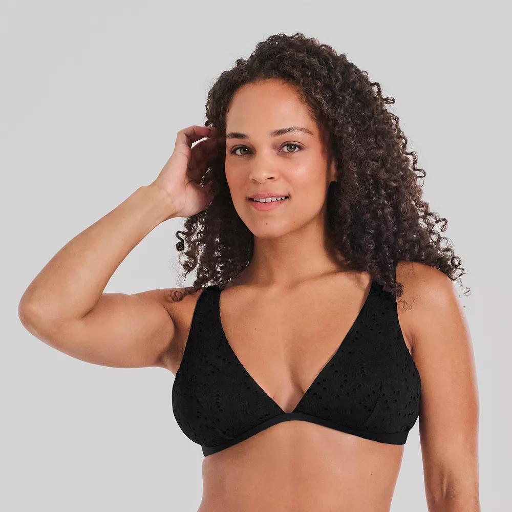 Women's Freshwater Banded Longline Bra Swim Top, Size: Small, Solaria Paisley Black Product Image