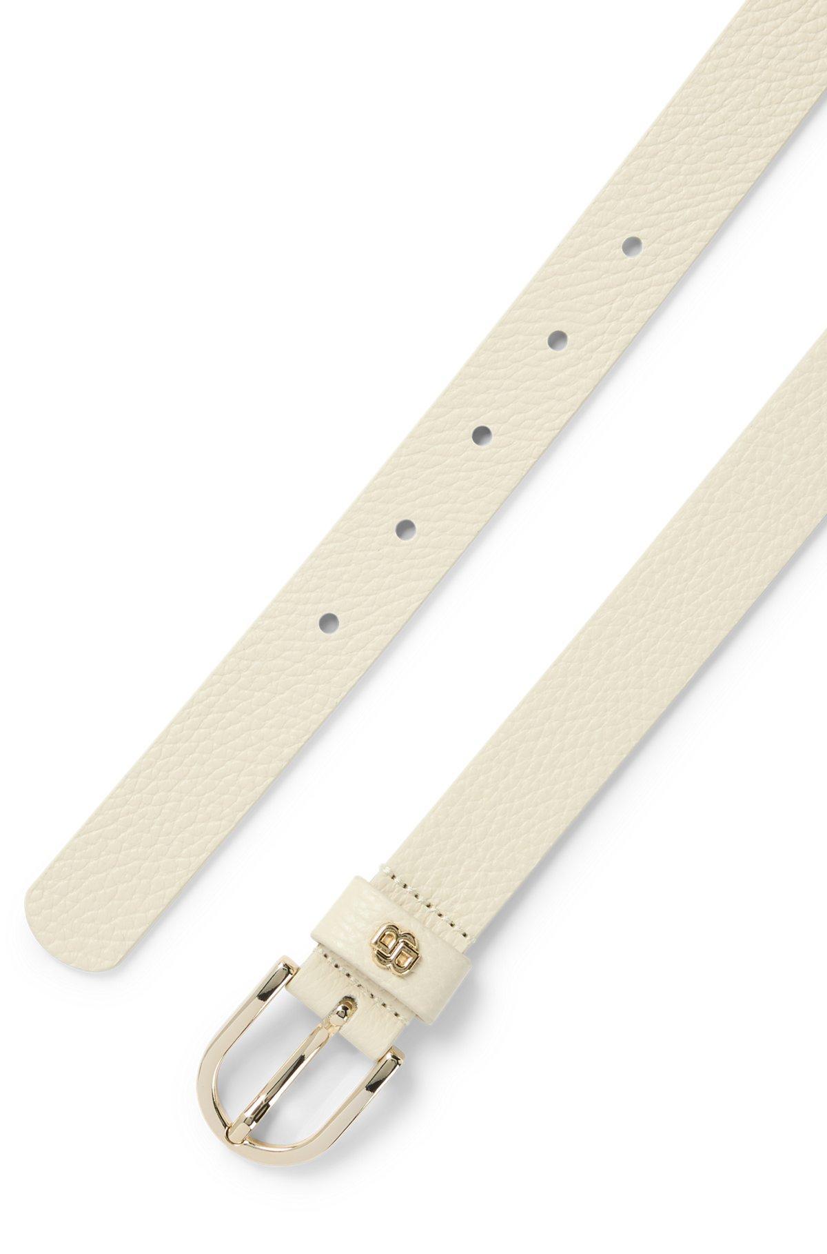 BOSS - Grained-leather belt with Double B monogram - Black Product Image